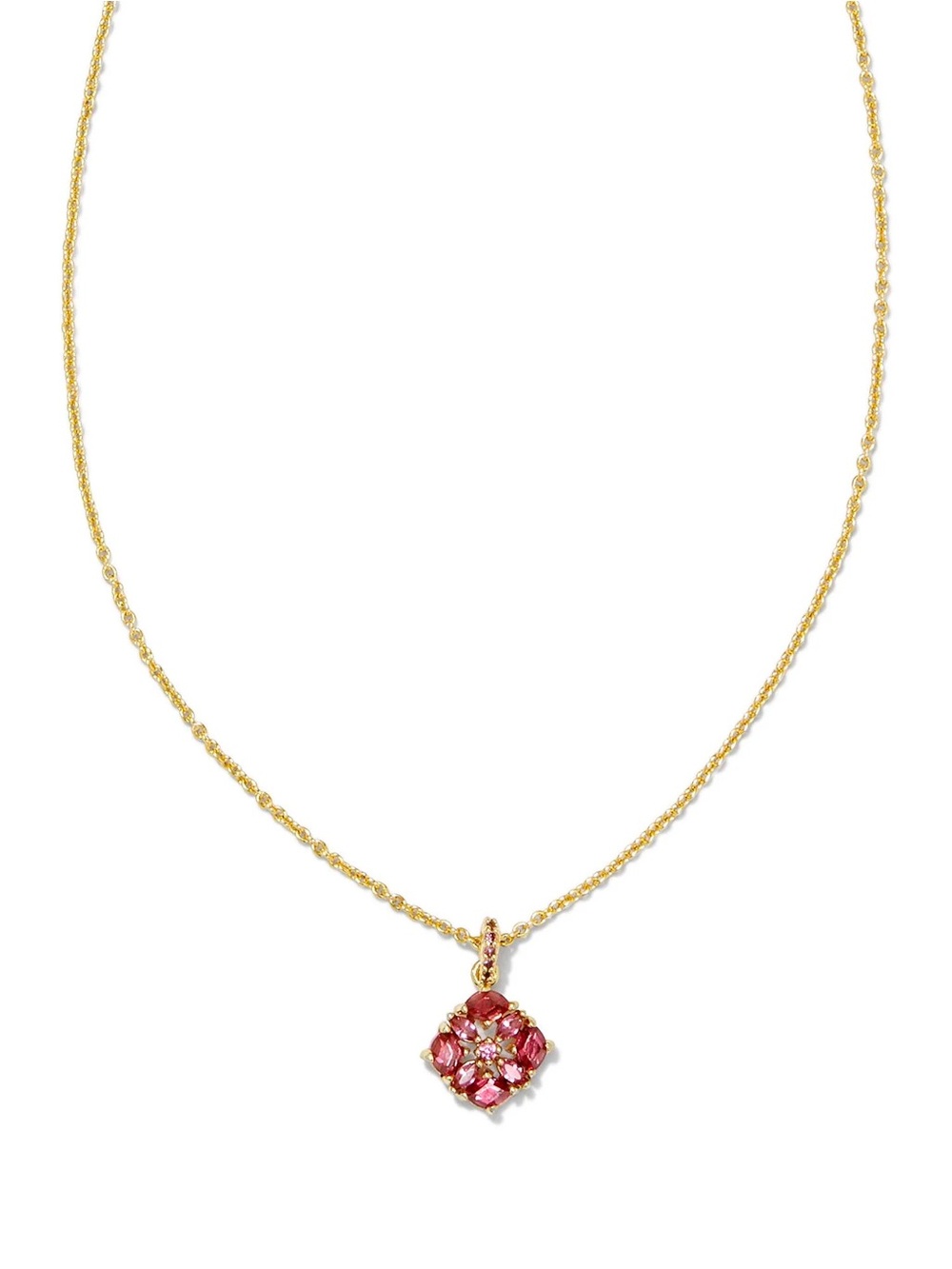 Kendra Scott Gold Necklace with Pink Cluster Pendant